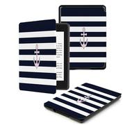 Case for Kindle Voyage - [The Thinnest and Lightest] Protective PU Leather Cover with Auto Sleep/Wake (will only fit Kindle Voyage 2014) Black Striped Anchor