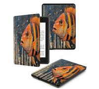 Case for Kindle Voyage - [The Thinnest and Lightest] Protective PU Leather Cover with Auto Sleep/Wake (will only fit Kindle Voyage 2014),Yellow Striped Fish