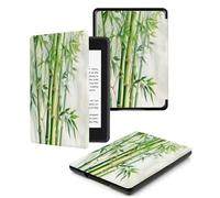 Case for Kindle Voyage - [The Thinnest and Lightest] Protective PU Leather Cover with Auto Sleep/Wake (will only fit Kindle Voyage 2014) Green Tall Bamboo Forest