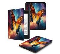 Case for Kindle Voyage - [The Thinnest and Lightest] Protective PU Leather Cover with Auto Sleep/Wake (will only fit Kindle Voyage 2014),Yellow Nebula Butterfly