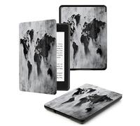 Case for Kindle Voyage - [The ThinnestLightest] Protective PU Leather Cover with Auto Sleep/Wake (will only fit Kindle Voyage 2014),Black Cold Tone Map