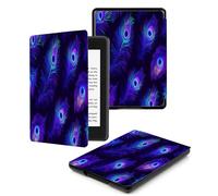 Case for Kindle Voyage - [The ThinnestLightest] Protective PU Leather Cover with Auto Sleep/Wake (will only fit Kindle Voyage 2014),Blue Floating Peacock Feather
