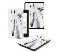 Case for Kindle Voyage - [The ThinnestLightest] Protective PU Leather Cover with Auto Sleep/Wake (will only fit Kindle Voyage 2014),White Beautiful Horse