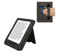 kwmobile Case Compatible with Kobo Clara BW/Colour - Cover Faux Nubuck Leather e-Reader Flip Case - Dark Grey