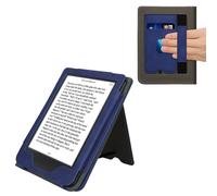 kwmobile Case Compatible with Kobo Clara BW/Colour - Cover Faux Nubuck Leather e-Reader Flip Case - Dark Blue