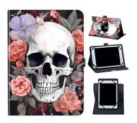 Case for Kobo Clara Colour/BW 6 Inch 2024 Release,360 Degree Rotating Case with Kickstand and with Magnetic Closure for Kobo Clara Cover 6",Skulls/Beautiful Flower