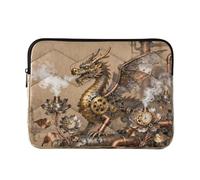 Case for Laptop 13-14 Inch Water Resistant, Steampunk Chinese Dragon & Flowers, Carrying Bags with Zipper for Work Journey
