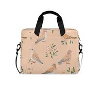 Case for Laptop Portable Crossbody Messenger with Handle and Shoulder Strap 15.6 inch Case Bag with Zipper Cartoon Mourning Dove Birds Peach