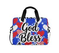 Case for Laptop Portable Crossbody Messenger with Handle and Shoulder Strap 15.6 inch Computer Case with Zipper Blue God Bless America Usa Flag