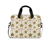 Case for Laptop Portable Crossbody Messenger with Handle and Shoulder Strap 15.6 inch Tablet Briefcase Carrying Bag Pink Bow Star Leopard
