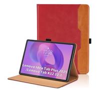 Case for Lenovo Idea Tab Plus/Lenovo Tab K12 12.1 Inch 2025 Tablet PU Leather Protective Case with Pocket and Pen Loop (TB361ZU / TB361FU) Multi-Angle Case Smart Cover with Stand Function - Red