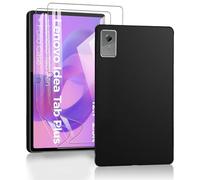 Case for Lenovo Idea Tab Plus Tablet + 2 Pieces Screen Protector,Shockproof Anti Scratch Ultra Slim Soft TPU Silicone Touch Lightweight Cover,Black