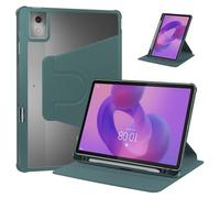 Case for Lenovo Idea Tab/Tab K11 Gen 2，360° Rotation Multi-angle Stand Slim Cover PU leather + Transparent Acrylic case with Pen Holder and Support Tablet Wake Up/Sleep Function,Green