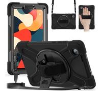 Case for Lenovo One 8.7 inch 2025 K9 TB-305FU Tablet，360 Degree Rotating Kickstand Cover with Hand Strap& Shoulder Strap, Heavy Duty Shockproof Case (Black)