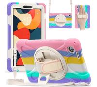 Case for Lenovo One 8.7 inch 2025 K9 TB-305FU Tablet，360 Degree Rotating Kickstand Cover with Hand Strap& Shoulder Strap, Heavy Duty Shockproof Case (Rainbow)