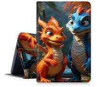 Case for Lenovo Tab M10 Plus 10.3 Inch,Slim PU Leather Smart Cover with Multi-Angle Viewing Stand,Auto Sleep/Wake Protective Folio Shell,Orange Blue Cartoon Little Dragon