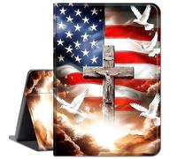 Case for Lenovo Tab M10 Plus (2020 2nd Gen) TB-X606F / TB-X606X 10.3 inch,Slim Lightweight Smart Shell Stand Cover with Auto Wake/Sleep Case for Lenovo M10 Plus 10.3 inch,American Flag Wood Cross