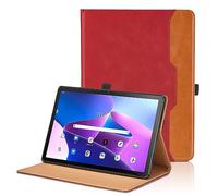 Case for Lenovo Tab M10 Plus 3rd Gen 10.6 Inch 2022 (TB125FU/TB128FU) - PU Leather Business Folio Case with Hand Strap and Pocket, Red