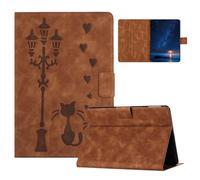 Case for Lenovo Tab M10 Plus 3rd Gen 10.6 (TB125FU /TB128FU)， lightweight Embossed Cat Flip Tablet PU Leather Case with Fold Stand Protection Cover for Lenovo Tab M10 Plus 3rd Gen,brown