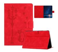 Case for Lenovo Tab M10 Plus 3rd Gen 10.6 (TB125FU /TB128FU)， lightweight Embossed Cat Flip Tablet PU Leather Case with Fold Stand Protection Cover for Lenovo Tab M10 Plus 3rd Gen,red