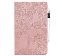 Case for Lenovo Tab M8 4th Generation Cover, TB-300FU, Lenovo M8 4th Tablet Case 8 Inch Cover |3D Embossed Leaf Vein| with Pencil Holder Shockproof Sturdy Stand Card Slots Cover - Rose Gold