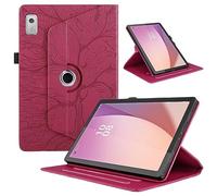 Case for Lenovo Tab M9 Case 9 Inch 2023 Cover |3D Embossed Leaf Vein| with Pencil Holder Shockproof Sturdy 360 Degree Swiveling Stand Cover for Lenovo Tab M9 9" 2023 Release - Red