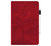 Case for Lenovo Tab P11 Plus Case/Lenovo Tab P11 Tablet Cover |3D Embossed Leaf Vein| Shockproof Stand Card Slots Cover for Lenovo Tab P11 TB-J606F 11" / Tab P11 Plus TB-J616F 11" Tablet - Red