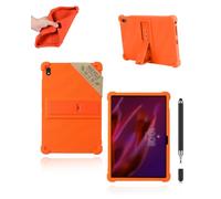 Case for Lenovo ThinkTab X11 Gen 1 (10.95") - Powfix Kid-Proof Silicone Shockproof Cover with Multi-Angle Stand,Includes Stylus Pen, Lightweight, Non-Toxic & Dropproof Shell, Orange