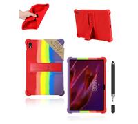 Case for Lenovo ThinkTab X11 Gen 1 (10.95") - Powfix Kid-Proof Silicone Shockproof Cover with Multi-Angle Stand,Includes Stylus Pen, Lightweight, Non-Toxic & Dropproof Shell, Rainbow