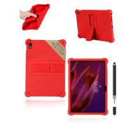 Case for Lenovo ThinkTab X11 Gen 1 (10.95") - Powfix Kid-Proof Silicone Shockproof Cover with Multi-Angle Stand,Includes Stylus Pen, Lightweight, Non-Toxic & Dropproof Shell, Red