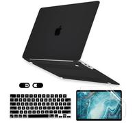 Case for MacBook Air 15-inch M5 M4 M3 M2 A3448 A3241 A3114 A2941 2026-2023 Release with Touch ID, 5 in 1 Transparent Plastic Hard Shell&Keyboard Cover&Screen Protector&Webcam Cover, Matt Black