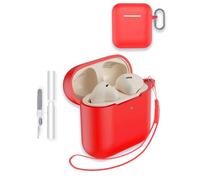 Case for Marshall Minor IV Earbuds 2025 New, WUNIAK Soft Silicone Protective Portable Scratch Shock Resistant Shell with Cleaner Kit & Carabiner & Lanyard for Marshall MINOR4,Red