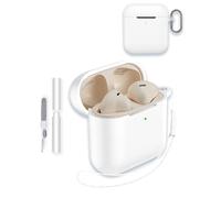 Case for Marshall Minor IV Earbuds 2025 New, WUNIAK Soft Silicone Protective Portable Scratch Shock Resistant Shell with Cleaner Kit & Carabiner & Lanyard for Marshall MINOR4,White