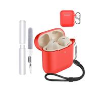 Case for Marshall Minor IV Earbuds,toergy Shockproof,Waterproof,Soft and Slim Silicone Cover with Lanyard & Keychain & Cleaner kit,Red
