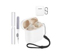 Case for Marshall Minor IV Earbuds,toergy Shockproof,Waterproof,Soft and Slim Silicone Cover with Lanyard & Keychain & Cleaner kit,White