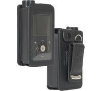 Case for Medtronic MiniMed 780G 770G 670G 630G 640G Insulin Pump, Form-Fit Cover [Built-in Screen Protection] and [Rotating Metal Belt Clip] - Black Vegan Leather