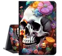 Case for Microsoft Surface Go 4 2023 / Go 3 2021 / Go 2 2020 / Surface Go 2018 10-inch Tablet,Slim Lightweight Smart Shell Stand Cover with Auto Wake/Sleep,Skull Flower