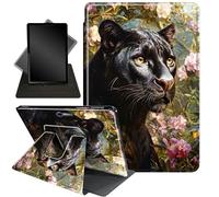 Case for Microsoft Surface Pro 7,360 Degree Rotating Stand Smart Protective Case,Black Leopard and Flower