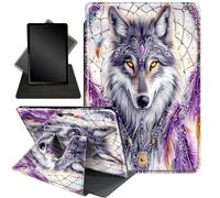 Case for Microsoft Surface Pro 7,360 Degree Rotating Stand Smart Protective Case,Dream Catcher Wolf
