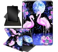 Case for Microsoft Surface Pro 7,360 Degree Rotating Stand Smart Protective Case,Pink Flamingos and Flower