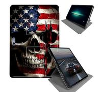Case for Microsoft Surface Pro 8 13 inch 2021-360 Rotating Stand Folding Protective Cover with Auto Sleep/Wake,Skull Flag