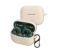 Case for Moto Buds Loop Earbuds 2025, FJIASTB Soft Silicone Shockproof Protective Cover with Carabiner for Motorola Earbuds (Ivroy)