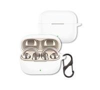 Case for Moto Buds Loop Earbuds 2025, FJIASTB Soft Silicone Shockproof Protective Cover with Carabiner for Motorola Earbuds (White)