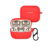Case for Moto Buds Loop Earbuds 2025, Soft Silicone Shockproof Protective Cover with Carabiner for Motorola Earbuds (Red)