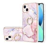 Case for MOTO Edge 50 Ultra with Ring Holder Stand, Shockproof Glossy Anti-Slip Slim Hard Shell Bumper Marble Case Silicone Drop Protective Phone Cover for MOTO Edge 50 Ultra Rose gold