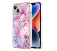 Case for MOTO Edge 50 Ultra with Ring Holder Stand, Shockproof Glossy Anti-Slip Slim Hard Shell Bumper Marble Case Silicone Drop Protective Girls Women for MOTO Edge 50 Ultra Pink