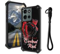 Case for Moto G 5G 2025 with Hidden Kickstand & Wrist Strap, Magnetic Car Mount Compatible, Rugged Military Grade Shockproof Cover for Moto G 5G 2025 6.7", Red Leader Bird