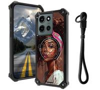 Case for Moto G 5G 2025 with Hidden Kickstand & Wrist Strap, Magnetic Car Mount Compatible, Rugged Military Grade Shockproof Cover for Moto G 5G 2025 6.7", African American Girl