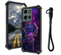 Case for Moto G Power 5G 2025 with Hidden Kickstand & Wrist Strap, Magnetic Car Mount Compatible, Rugged Military Grade Shockproof Cover for G Power 5G 2025 6.8", Purple Rose Love