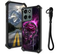 Case for Moto G Power 5G 2025 with Hidden Kickstand & Wrist Strap, Magnetic Car Mount Compatible, Rugged Military Grade Shockproof Cover for G Power 5G 2025 6.8", Purple Roses